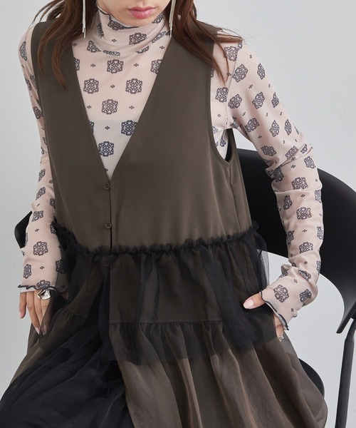 MAISON BREEZE reveur(メゾンブリーズレヴール)の「【MAISON BREEZE reveur】チュールフリルオーガンジーワンピース trc(ワンピース・レディース・ダークブラウン/オリーブ/ブラック・FREE)」の17枚目の写真