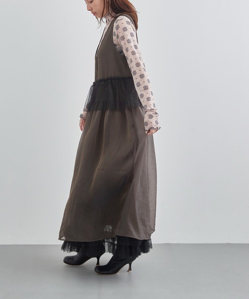 MAISON BREEZE reveur(メゾンブリーズレヴール)の「【MAISON BREEZE reveur】チュールフリルオーガンジーワンピース trc(ワンピース・レディース・ダークブラウン/オリーブ/ブラック・FREE)」の15枚目の写真