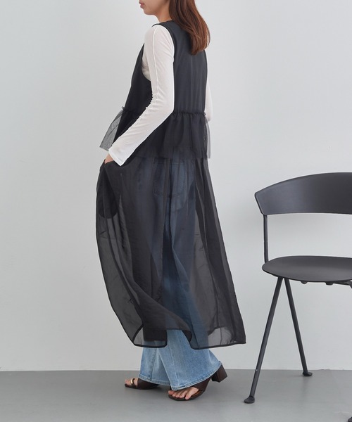 MAISON BREEZE reveur(メゾンブリーズレヴール)の「【MAISON BREEZE reveur】チュールフリルオーガンジーワンピース trc(ワンピース・レディース・ダークブラウン/オリーブ/ブラック・FREE)」の10枚目の写真
