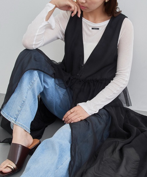 MAISON BREEZE reveur(メゾンブリーズレヴール)の「【MAISON BREEZE reveur】チュールフリルオーガンジーワンピース trc(ワンピース・レディース・ダークブラウン/オリーブ/ブラック・FREE)」の11枚目の写真