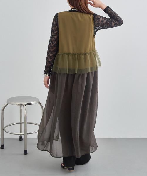 MAISON BREEZE reveur(メゾンブリーズレヴール)の「【MAISON BREEZE reveur】チュールフリルオーガンジーワンピース trc(ワンピース・レディース・ダークブラウン/オリーブ/ブラック・FREE)」の7枚目の写真