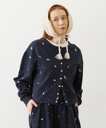 EMBROIDERED ROSE SWEAT JACKET