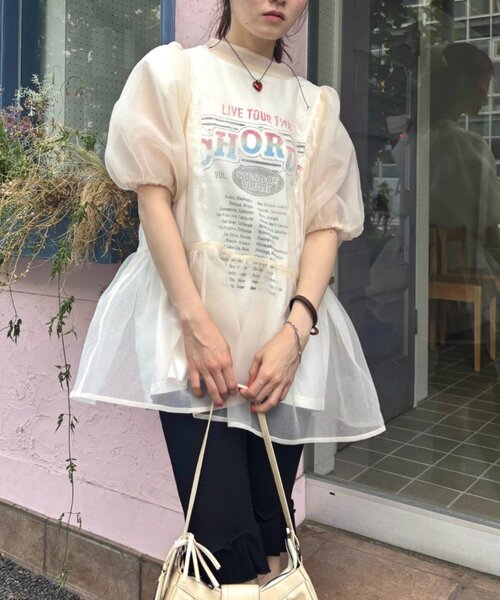 w closet(ダブルクローゼット)の「バックリボンオーガンジーブラウス(シャツ/ブラウス・レディース・オフホワイト/ブラック/ブルー・FREE)」の4枚目の写真
