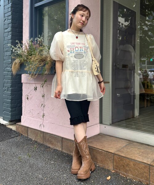 w closet(ダブルクローゼット)の「バックリボンオーガンジーブラウス(シャツ/ブラウス・レディース・オフホワイト/ブラック/ブルー・FREE)」の7枚目の写真