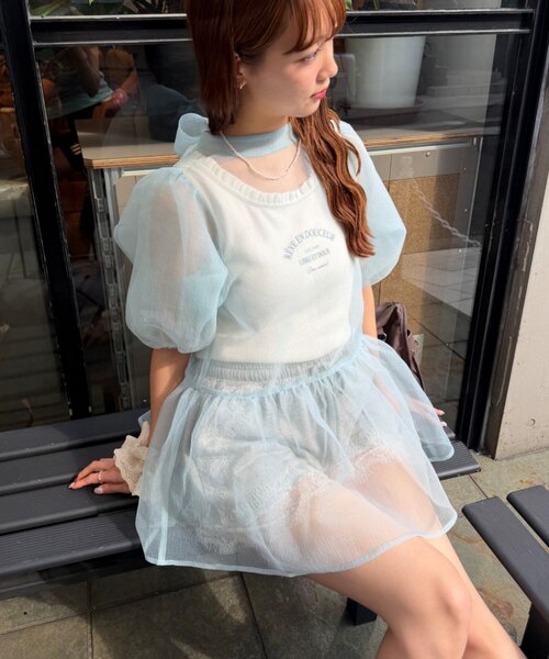 w closet(ダブルクローゼット)の「バックリボンオーガンジーブラウス(シャツ/ブラウス・レディース・オフホワイト/ブラック/ブルー・FREE)」の16枚目の写真