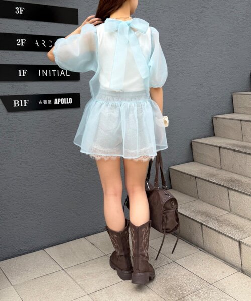 w closet(ダブルクローゼット)の「バックリボンオーガンジーブラウス(シャツ/ブラウス・レディース・オフホワイト/ブラック/ブルー・FREE)」の20枚目の写真