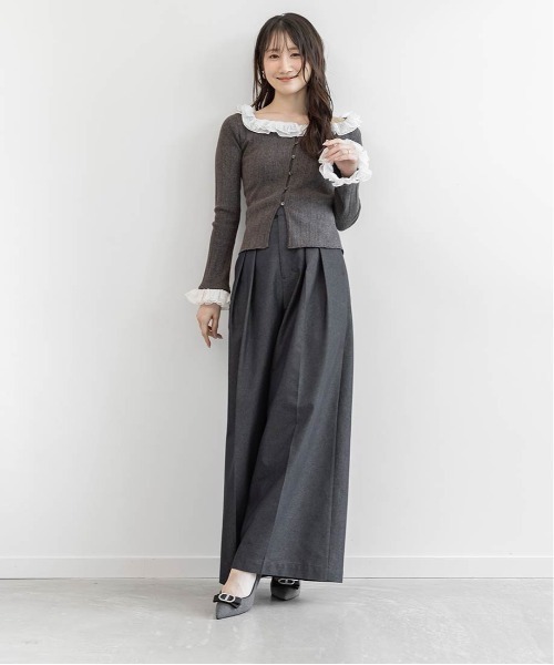 RANDA(ランダ)の「ハイウエストタックワイドパンツ(その他パンツ・レディース・ブラウン/ブラック/ブルー系その他・1/0)」の5枚目の写真