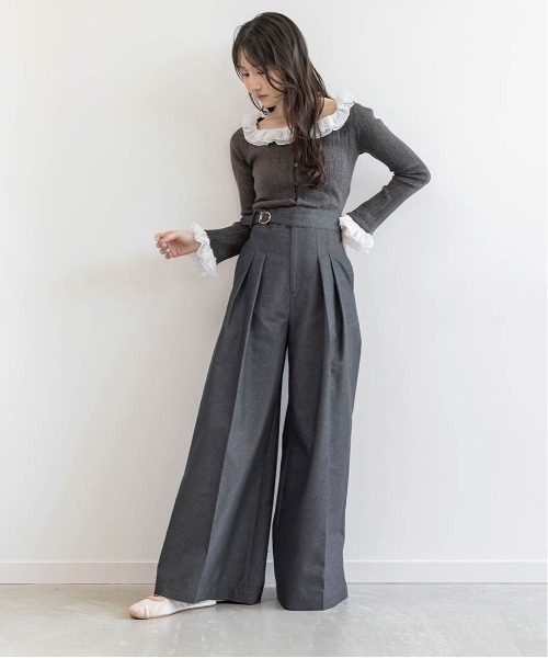 RANDA(ランダ)の「ハイウエストタックワイドパンツ(その他パンツ・レディース・ブラウン/ブラック/ブルー系その他・1/0)」の8枚目の写真