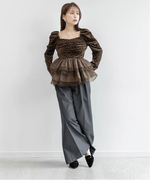 RANDA(ランダ)の「ハイウエストタックワイドパンツ(その他パンツ・レディース・ブラウン/ブラック/ブルー系その他・1/0)」の11枚目の写真