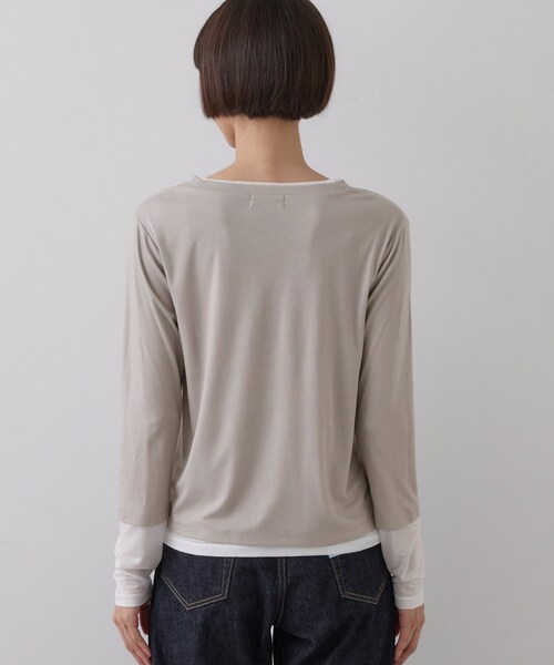 Dessin（デッサン）の「【調温機能】シアーリブプルオーバー（Tシャツ/カットソー・レディース・チャコール/ホワイト系/グレー系4・01/02/03）」の18枚目の写真