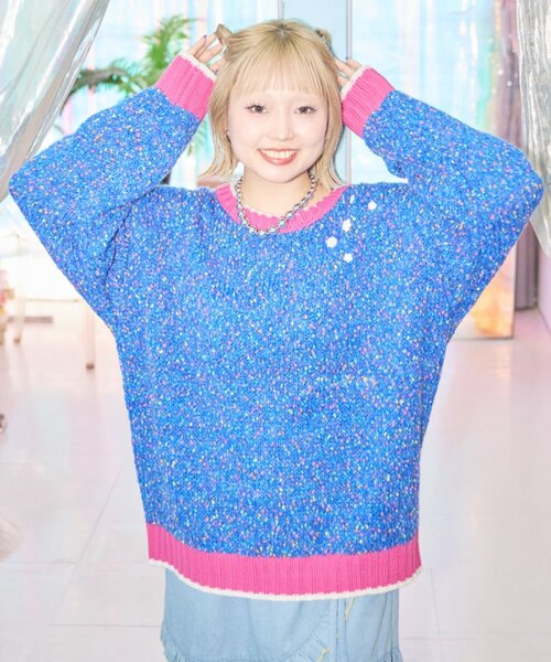 HELLO.SANFRANCISCO(ハローサンフランシスコ)の「【HELLO.SANFRANCISCO】ボタン付カラフルオーバーニット(ニット/セーター・レディース・ホワイト/イエロー/ブルー・ONE SIZE)」の10枚目の写真