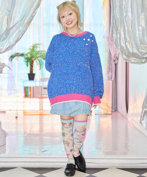 HELLO.SANFRANCISCO(ハローサンフランシスコ)の「【HELLO.SANFRANCISCO】ボタン付カラフルオーバーニット(ニット/セーター・レディース・ホワイト/イエロー/ブルー・ONE SIZE)」の14枚目の写真