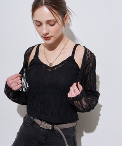 トップス Ameri 2WAY PATCHWORK LACE ZIP TOP セール】2WAY PATCHWORK LACE ZIP TOP（その他トップス）｜Ameri
