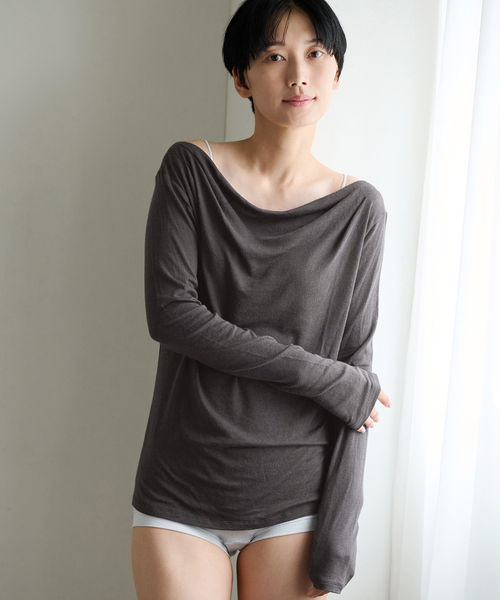 EMILY WEEK（エミリーウィーク）の「ドレープギャザープルオーバー（Tシャツ/カットソー・レディース・ホワイト/チャコールグレー/ベージュ・FREE）」の10枚目の写真