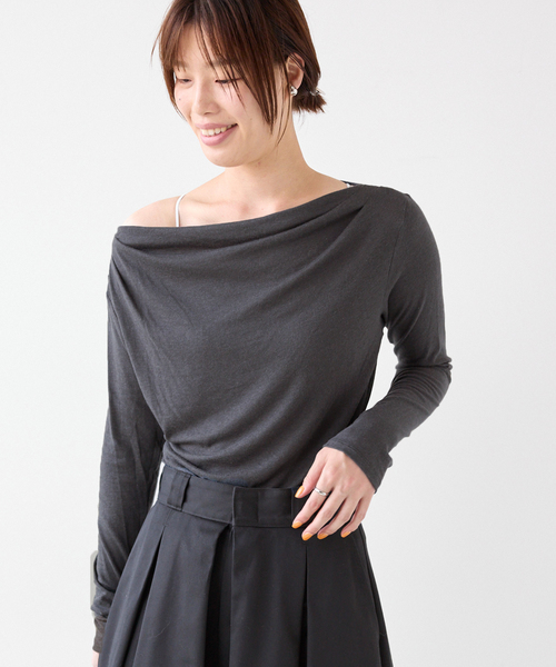 EMILY WEEK（エミリーウィーク）の「ドレープギャザープルオーバー（Tシャツ/カットソー・レディース・ホワイト/チャコールグレー/ベージュ・FREE）」の20枚目の写真