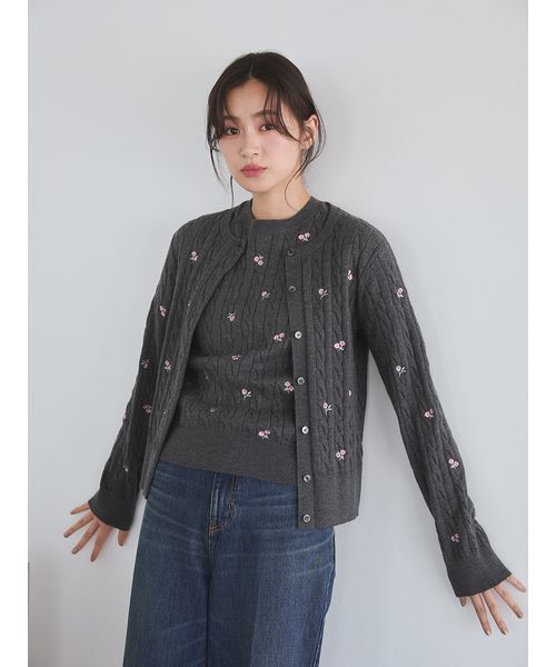 Mila Owen(ミラオーウェン)の「フラワー刺繍ニットプルオーバー(ニット/セーター・レディース・ピンク・F)」の9枚目の写真