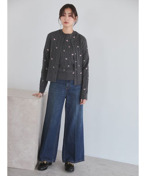 Mila Owen(ミラオーウェン)の「フラワー刺繍ニットプルオーバー(ニット/セーター・レディース・ピンク・F)」の3枚目の写真