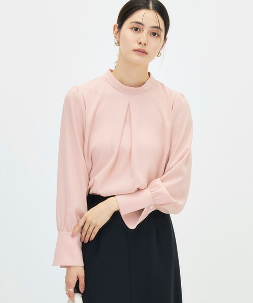 NOLLEY’S Sophi(ノーリーズソフィ)の「《ストレッチ》スタンドカラージョーゼットブラウス(シャツ/ブラウス・レディース・オフホワイト/ベビーピンク・36/38)」の4枚目の写真