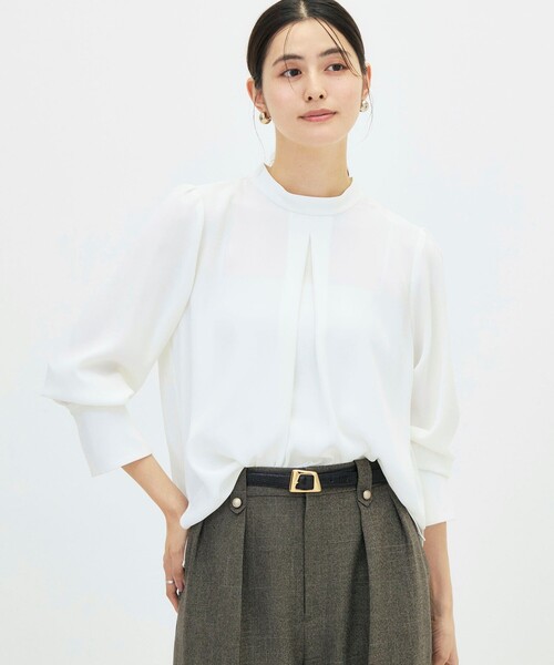 NOLLEY’S Sophi(ノーリーズソフィ)の「《ストレッチ》スタンドカラージョーゼットブラウス(シャツ/ブラウス・レディース・オフホワイト/ベビーピンク・36/38)」の18枚目の写真