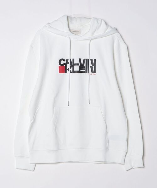 Calvin Klein Jeans(カルヴァンクラインジーンズ)の「Calvin Klein Jeans カルバンクラインジーンズ LS EU 350TERRY CK REDBOX GRAPHIC グラフィックロゴプリント プルパーカー(パーカー・メンズ・ブラック/ホワイト・XL/L/M)」の1枚目の写真