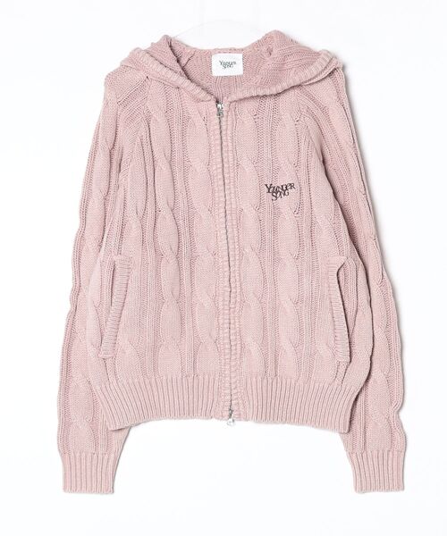 younger song（ヤンガーソング）の「Powder wash cable knit zip hoodie（ニット/セーター・メンズ・PINK/Black/ヘザーグレー・MEDIUM/LARGE）」の3枚目の写真