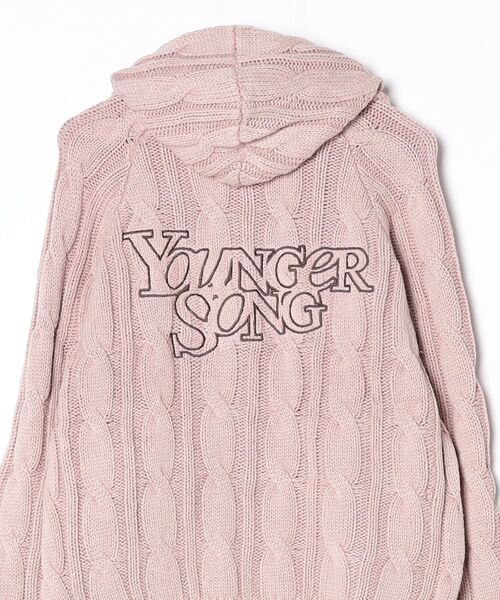 younger song（ヤンガーソング）の「Powder wash cable knit zip hoodie（ニット/セーター・メンズ・PINK/Black/ヘザーグレー・MEDIUM/LARGE）」の5枚目の写真
