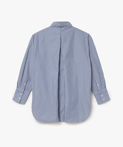 LACOSTE（ラコステ）の「背面プリーツ ロング丈オーバーサイズストライプシャツ（シャツ/ブラウス・レディース・ネイビー/ダークグリーン・34/40/38/36）」の5枚目の写真