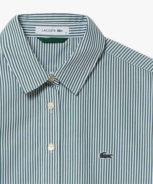 LACOSTE（ラコステ）の「背面プリーツ ロング丈オーバーサイズストライプシャツ（シャツ/ブラウス・レディース・ネイビー/ダークグリーン・34/40/38/36）」の16枚目の写真
