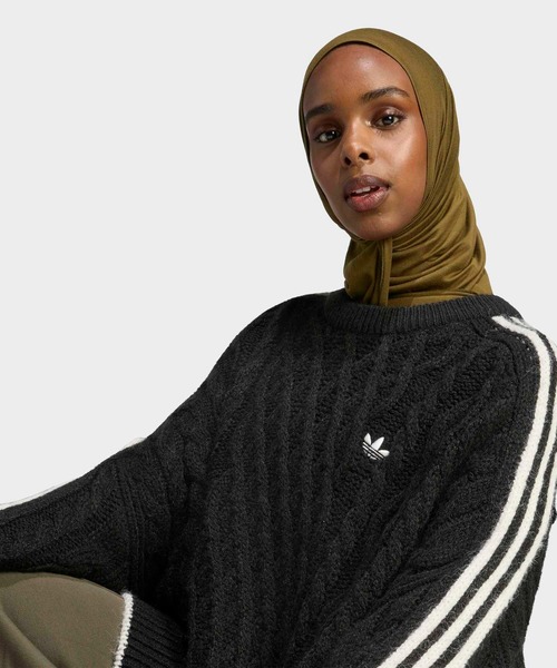 adidas(アディダス)の「ケーブルニットセーター / アディダスオリジナルス adidas Originals(ニット/セーター・レディース・ブラック・OSFA)」の3枚目の写真