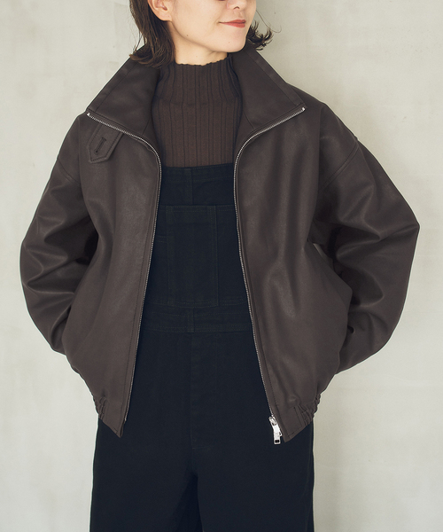 Spick & Span(スピックアンドスパン)の「《40周年 / 》S.SHIORI*S 中綿フェイクレザーブルゾン(その他アウター・レディース・ブラウン・36/38/T38)」の3枚目の写真