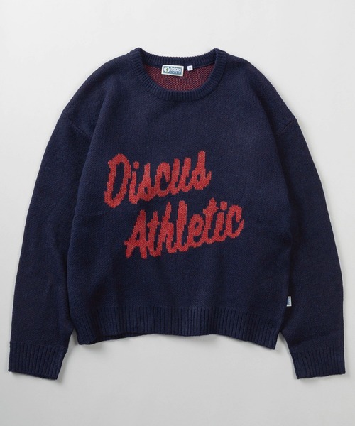 DISCUS(ディスカス)の「【71】【DISCUS/ディスカス】カレッジロゴ ジャガードニット/オーバーサイズ/ドロップショルダー/3柄アソート/ウォッシャブル/チクチクしない/古着風/レディース(ニット/セーター・レディース・グレー/レッド/ブラウン/ネイビー/ブラック/パープル/グリーン/アイボリー/サックスブルー・M/L)」の20枚目の写真