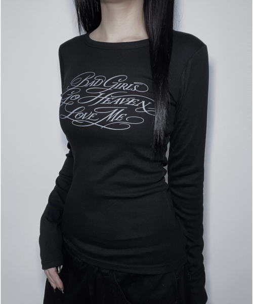 IZROOM(イズルーム)の「ヘブン スリムフィット長袖トップス (BLACK)(Tシャツ/カットソー・レディース・その他・FREE)」の1枚目の写真