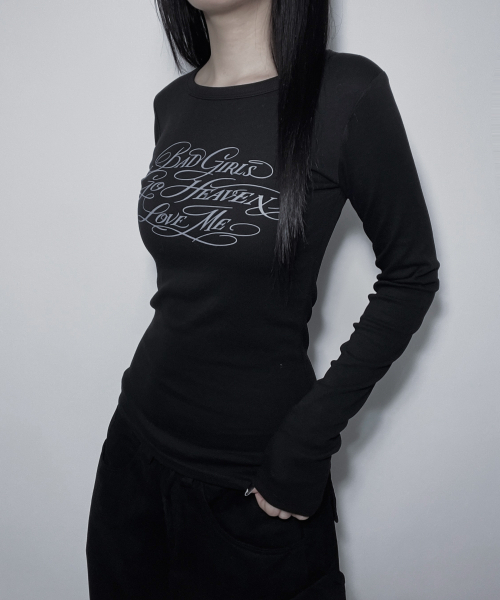 IZROOM(イズルーム)の「ヘブン スリムフィット長袖トップス (BLACK)(Tシャツ/カットソー・レディース・その他・FREE)」の2枚目の写真
