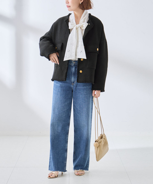 journal standard L'essage(ジャーナルスタンダードレサージュ)の「《追加》GIOLICA ツイード D/Sジャケット(ノーカラージャケット・レディース・ブラック・FREE)」の14枚目の写真