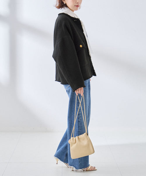 journal standard L'essage(ジャーナルスタンダードレサージュ)の「《追加》GIOLICA ツイード D/Sジャケット(ノーカラージャケット・レディース・ブラック・FREE)」の15枚目の写真