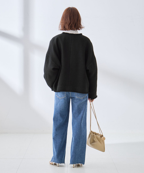 journal standard L'essage(ジャーナルスタンダードレサージュ)の「《追加》GIOLICA ツイード D/Sジャケット(ノーカラージャケット・レディース・ブラック・FREE)」の16枚目の写真