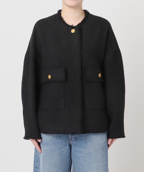 journal standard L'essage(ジャーナルスタンダードレサージュ)の「《追加》GIOLICA ツイード D/Sジャケット(ノーカラージャケット・レディース・ブラック・FREE)」の17枚目の写真