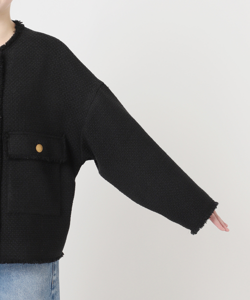 journal standard L'essage(ジャーナルスタンダードレサージュ)の「《追加》GIOLICA ツイード D/Sジャケット(ノーカラージャケット・レディース・ブラック・FREE)」の21枚目の写真