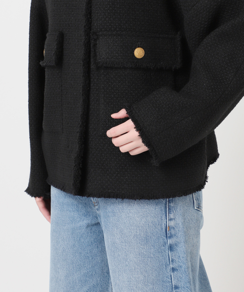 journal standard L'essage(ジャーナルスタンダードレサージュ)の「《追加》GIOLICA ツイード D/Sジャケット(ノーカラージャケット・レディース・ブラック・FREE)」の22枚目の写真