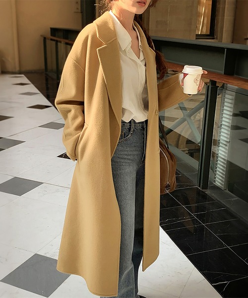 Doux Belle(ドゥーベル)の「シンプルプレーンロングチェスターコート(チェスターコート・レディース・オフホワイト/ブラック/キャメル・FREE)」の6枚目の写真