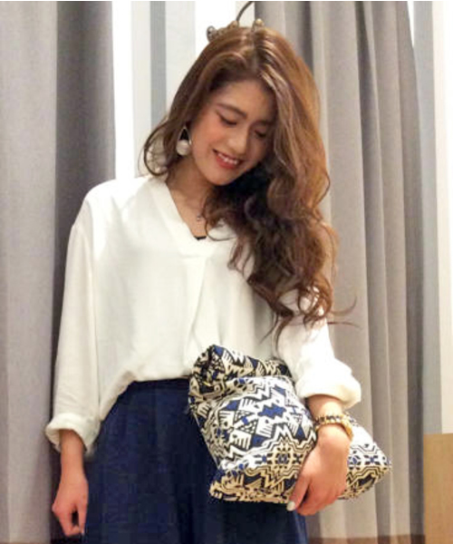 VENCEEXCHANGE（ヴァンスエクスチェンジ）の「スキッパーシャツ（シャツ/ブラウス・レディース・オフホワイト/ダークグリーン/ホワイト・MEDIUM）」の3枚目の写真