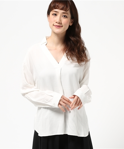 VENCEEXCHANGE（ヴァンスエクスチェンジ）の「スキッパーシャツ（シャツ/ブラウス・レディース・オフホワイト/ダークグリーン/ホワイト・MEDIUM）」の11枚目の写真