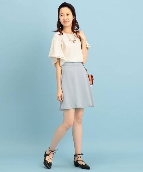 RAY CASSIN（レイカズン）の「巻きフレアミニスカート（スカート・レディース・オフホワイト/ネイビー/サックスブルー・FREE）」の3枚目の写真