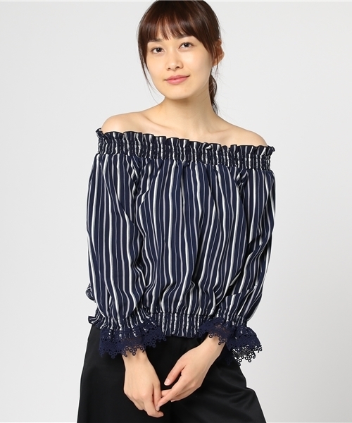 Honeys（ハニーズ）の「オフショルプルオーバー（シャツ/ブラウス・レディース・ブラック系その他/ホワイト系その他2/ブルー系その他2/ブルー系その他/ホワイト系その他/ホワイト系その他3・M/L）」の6枚目の写真