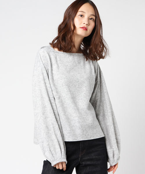 VENCEEXCHANGE（ヴァンスエクスチェンジ）の「エアロヒートボートネックプルオーバー    （ニット/セーター・レディース・ブラック/オフホワイト/パープル/ライトブラウン/ライトグレー・MEDIUM）」の12枚目の写真