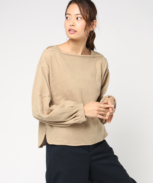 VENCEEXCHANGE（ヴァンスエクスチェンジ）の「エアロヒートボートネックプルオーバー    （ニット/セーター・レディース・ブラック/オフホワイト/パープル/ライトブラウン/ライトグレー・MEDIUM）」の11枚目の写真