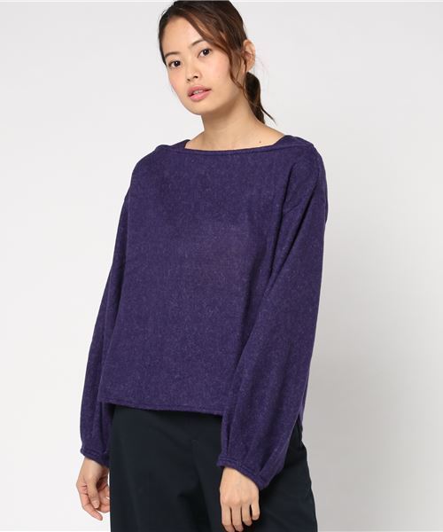 VENCEEXCHANGE（ヴァンスエクスチェンジ）の「エアロヒートボートネックプルオーバー    （ニット/セーター・レディース・ブラック/オフホワイト/パープル/ライトブラウン/ライトグレー・MEDIUM）」の15枚目の写真