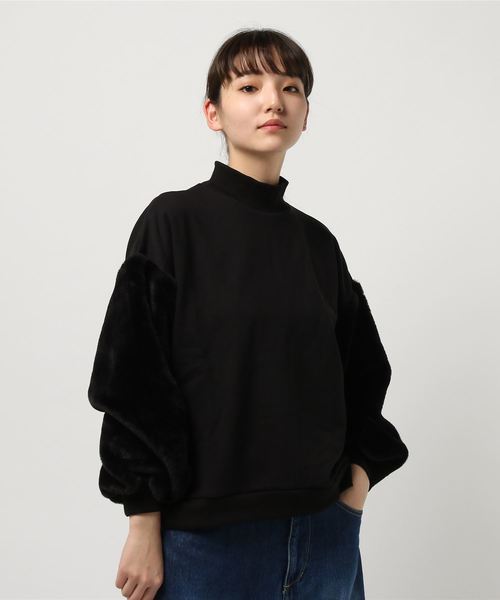 PUNYUS（プニュズ）の「ボリュームファー袖スウェット（スウェット・レディース・ブラック/ネイビー/ワイン/キャメル/グレー・3/4/2/1）」の3枚目の写真