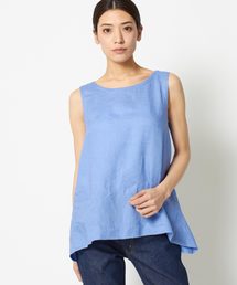 【手洗い可能】80リネンノースリーブブラウス