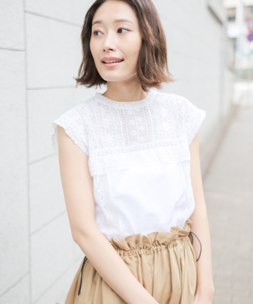 laboratory work（ラボラトリーワーク）の「アンティークレースブラウス（シャツ/ブラウス・レディース・オフホワイト/ブラック/ピンク・MEDIUM）」の2枚目の写真